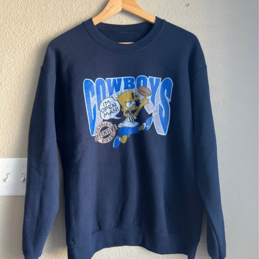 Vintage Style Bart Simpson Dallas Cowboys Sweatshirt Size M